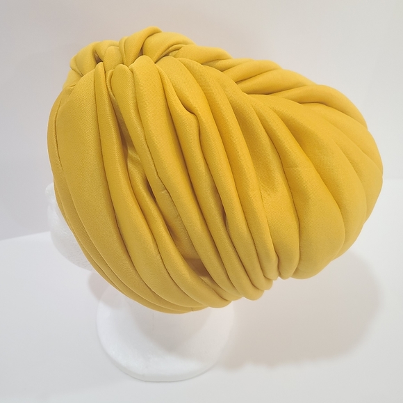 Handmade Pre-styled African Head Wrap, Yellow - Picture 7 of 12
